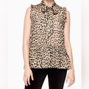 EUC Kate Spade Metallic Leopard Blouse Sz M